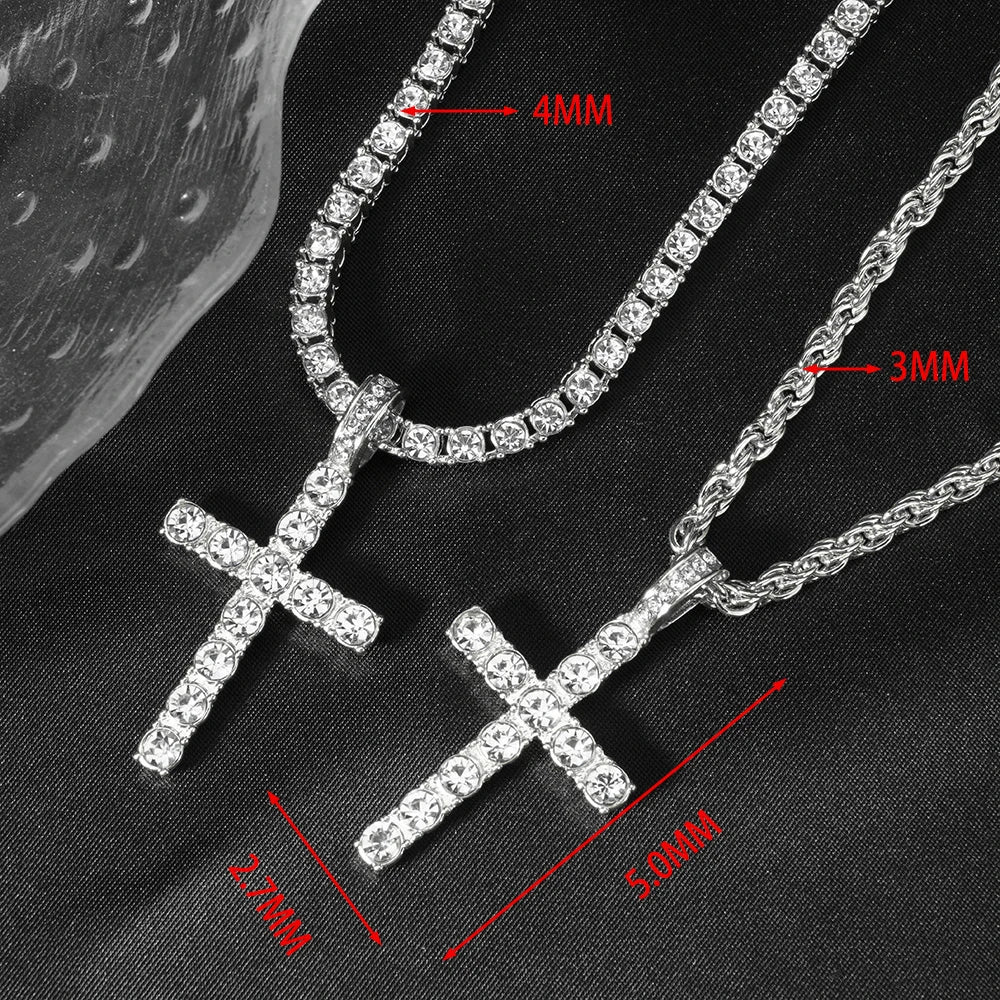 Cross necklace tennis
