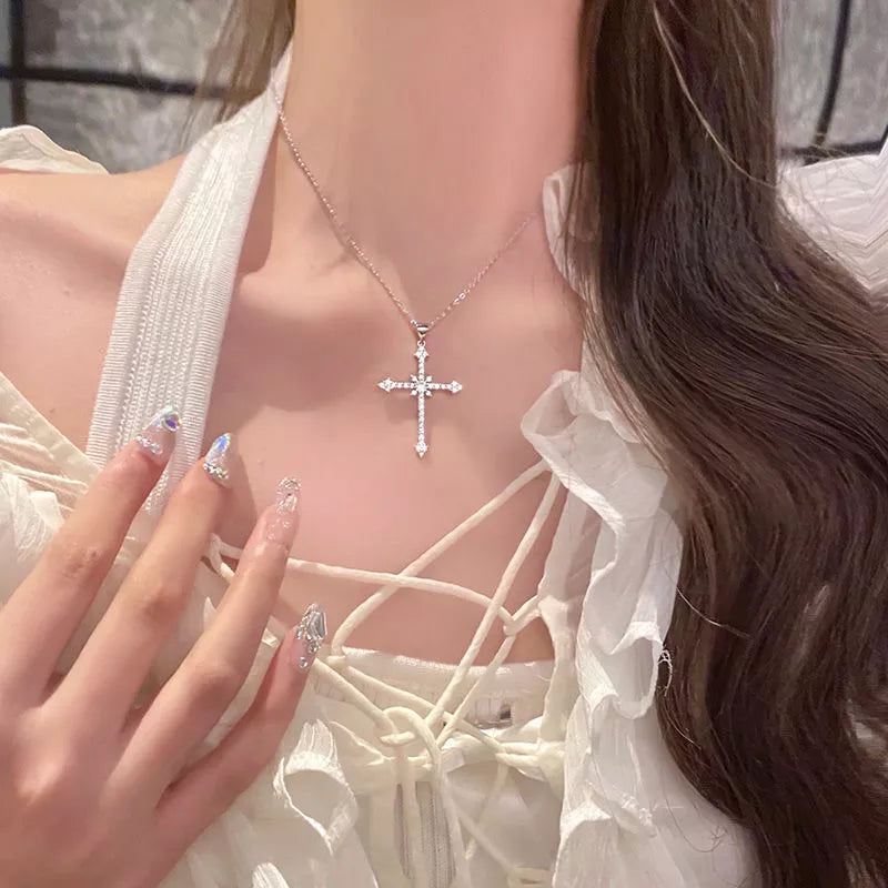 Zirconia Cross Pendant & Necklace