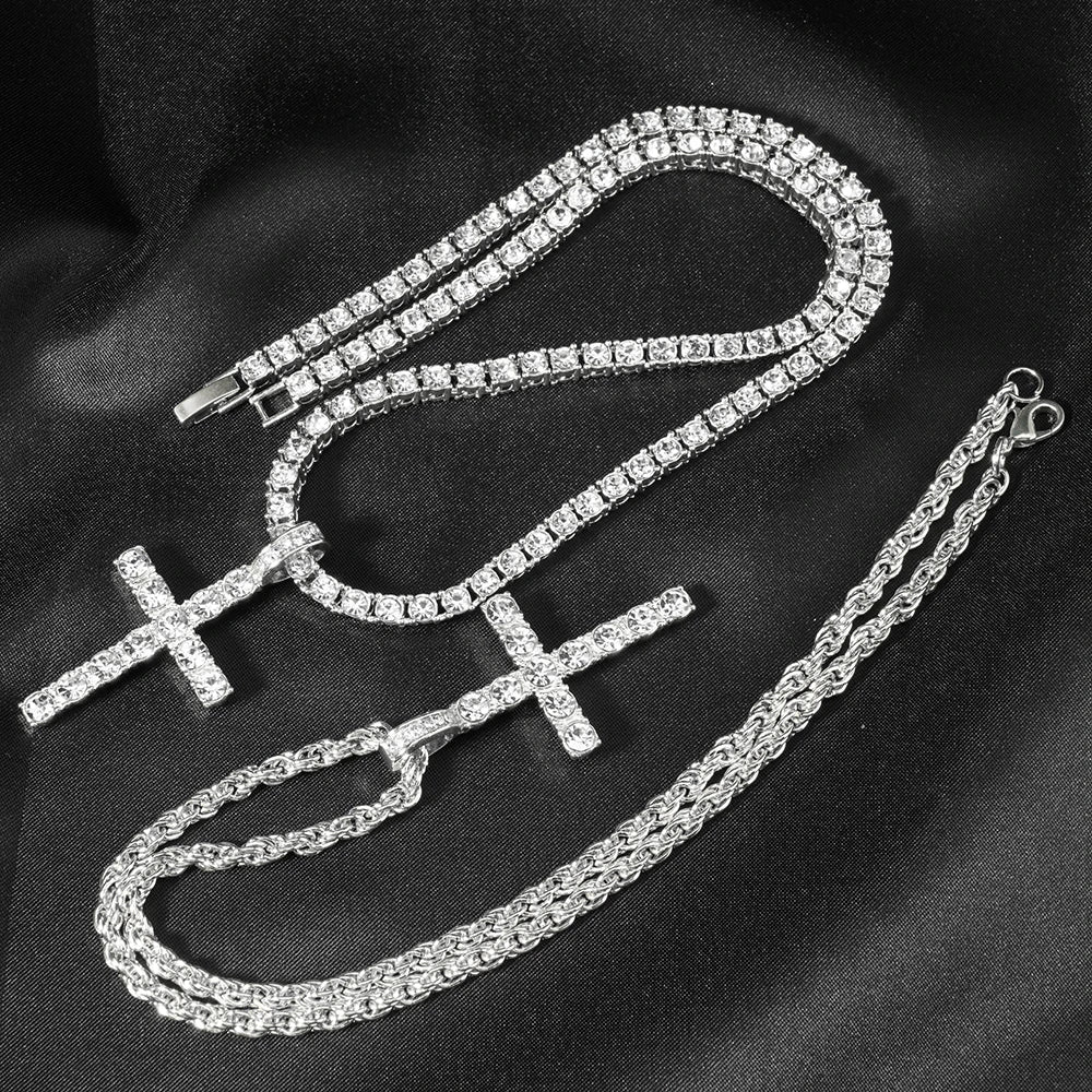 Cross necklace tennis
