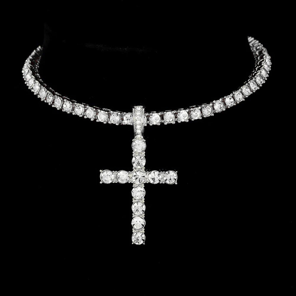 Cross necklace tennis