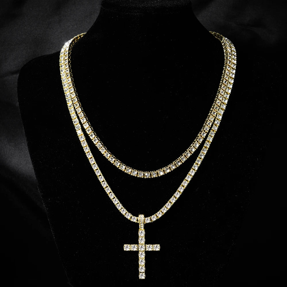 Cross necklace tennis