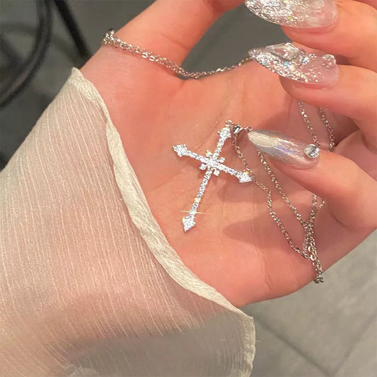 Zirconia Cross Pendant & Necklace