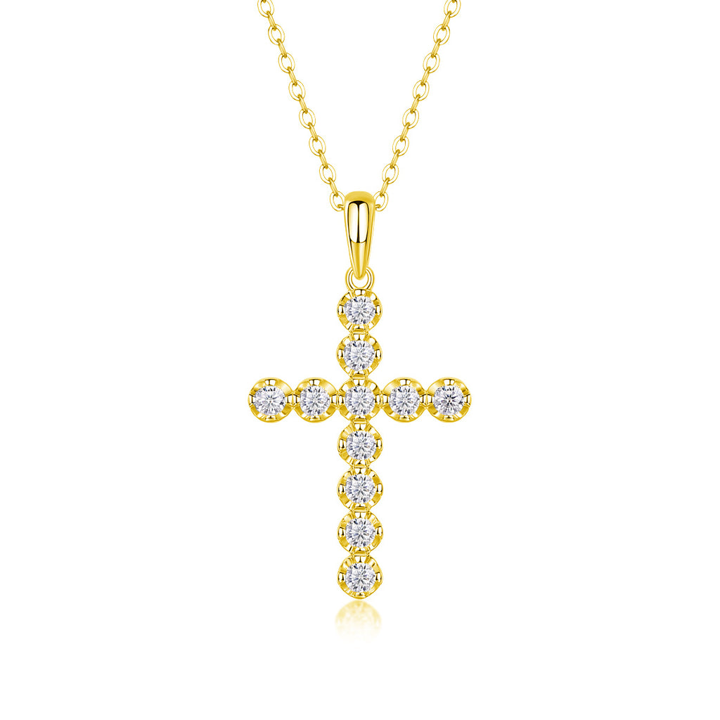 Beautiful Cross Necklace with Moissanite & S925 Sterling Silver