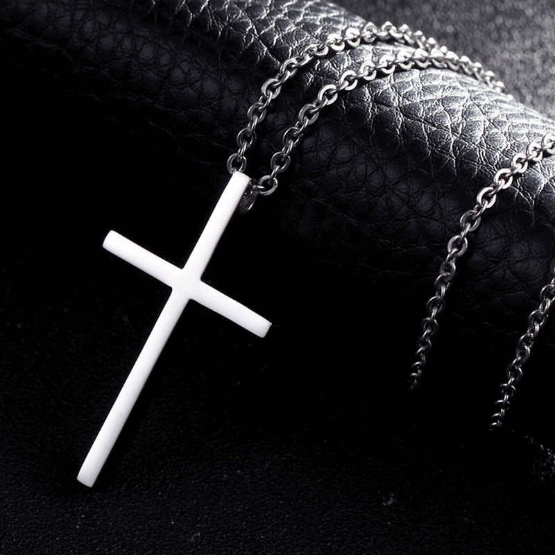 Titanium Steel Cross Pendant Necklace