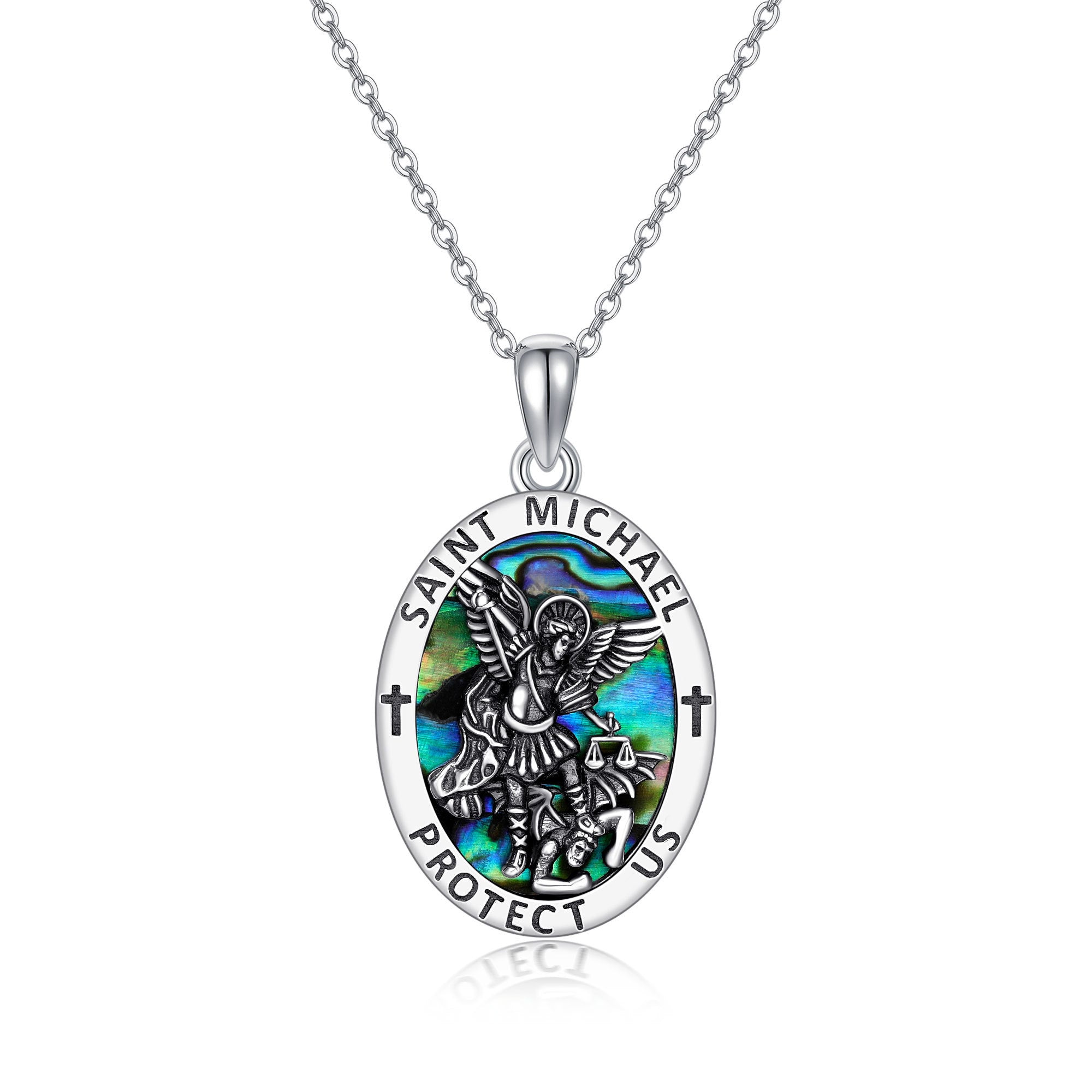Sterling Silver Saint Michael Coin Necklace